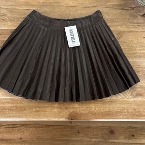 Katie J NYC Dark Brown Pleated Skirt